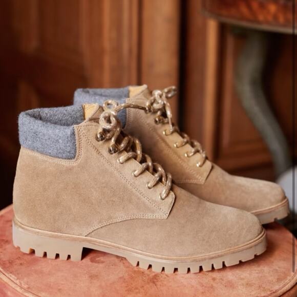 Sezane Shoes - SezaneCameron lace-up boots Sz 7 brown leather Raphael Chunky Heel Outdoor Chic